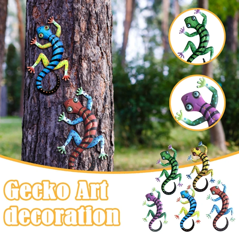 

Metal Gecko Wall Art Decor Elegant Hanging Sculpture For Home Bedroom Living Room Office Garden Indoor Outdoor Hanging