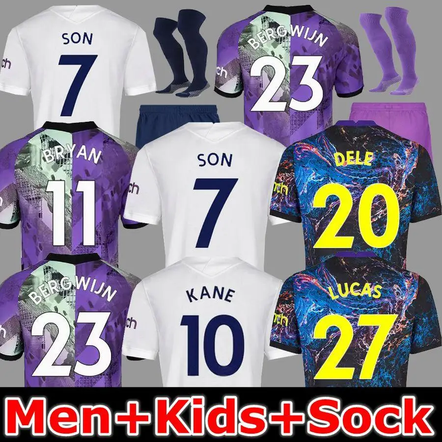 

NEW 21/22 KANE SON BALE BERGWIJN TottenhamES football shirt DELE men kids kit T-shirt Jerseys 2021 2022 LUCAS DELE soccer jersey