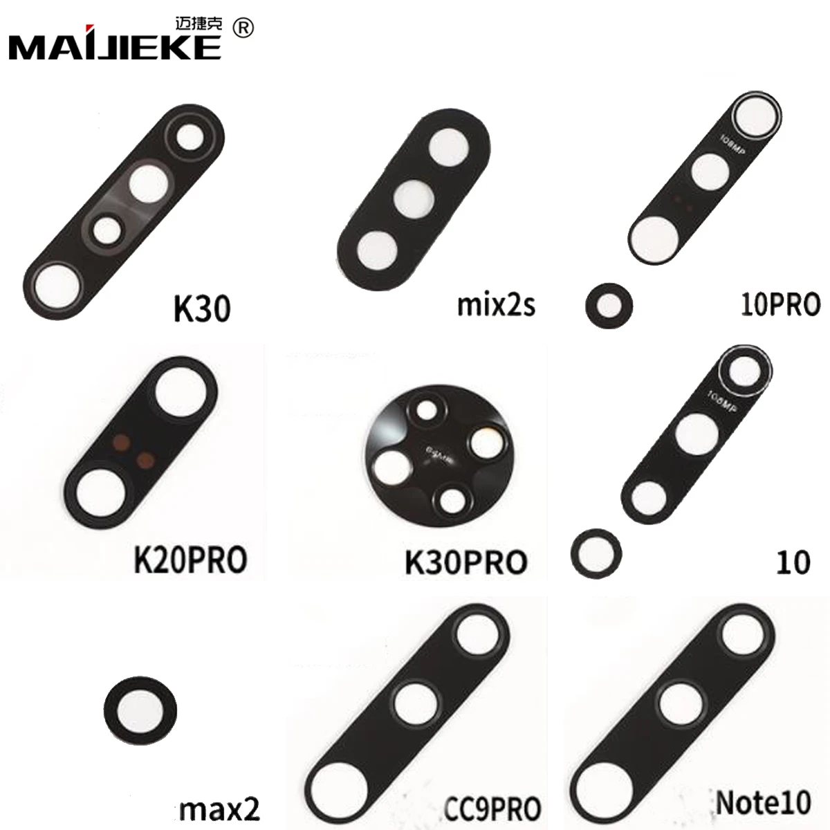 

Back Camera Glass for Xiaomi 10 pro lite note 10 lite mix 2s redmi K20 K30 pro Poco X3 NFC Rear Camera Cover Lens Replacement