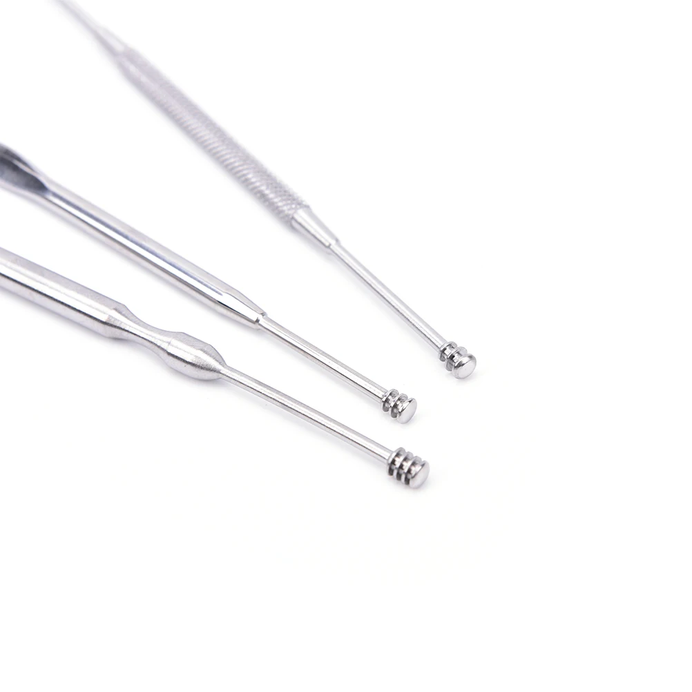 

NEW 3pcs/Lot Stainless Steel Silver Earpick Wax Remover Curette Cleaner Health Care Tools Ear Pick 3 Kinds of Handle Design