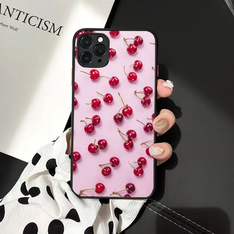 

Fruit cherriesred style pattern Phone Case matte transparent For iphone 7 8 11 12 plus mini x xs xr pro max cover