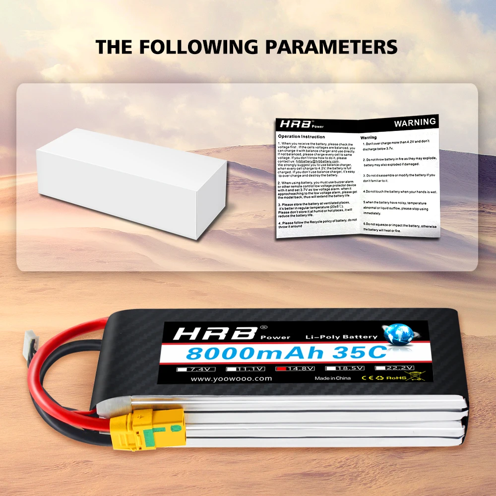 

HRB Lipo Battery 2S 3S 4S 6S 7.4V 11.1V 14.8V 22.2V 8000mah 35C Li-Poly Bateria AKKU TRX for RC Helicopter Airplane rc cars