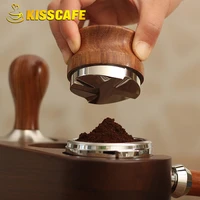 51535858 35mm coffee distributor rosewood handle coffee powder hammer customized espresso stainless steel base accessories
