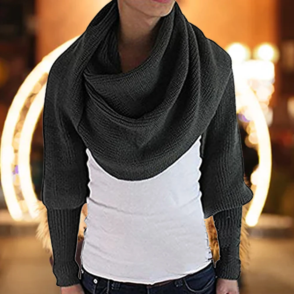 

Women Artificial Wool Scarf Female Winter Warm Wraps Office Home Daily Soft With Sleeve Protective Knit Scarfs