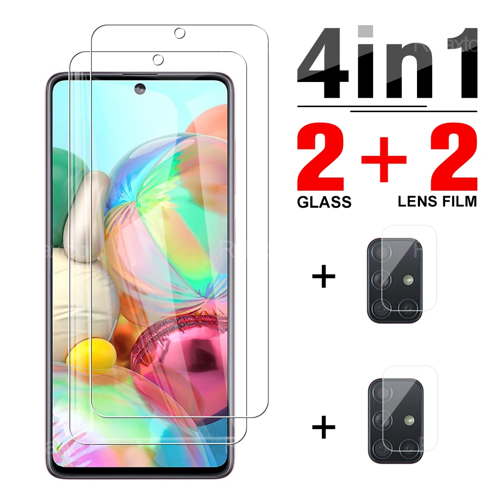 

4IN1 Lens HD Screen Protector For Samsung Galaxy A71 A72 5G A70 A70s A7 2018 6.7" Tempered Glass Camera Protective Film SM-A715F