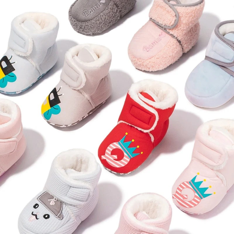 

Baby Autumn Winter Boots Baby Girl Warm Shoes Solid Fashion Toddler First Walkers baby Girls Boys Shoes Soft Sole Fur Snow Boot
