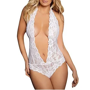 Женское кружевное сексуальное нижнее белье больших размеров-XL, популярное Прозрачное нижнее белье с тремя точками и вырезом, комбинезон с вырезами, эротические костюмы