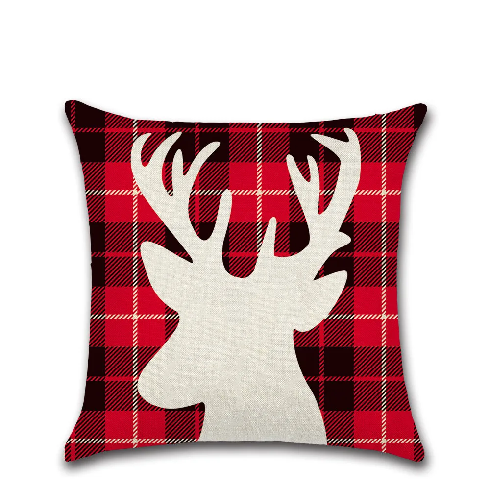 

Christmas Deer Bear printed Linen Polyester Cushion cover Pillowcase Decoration for home sofa Car chair kids Girl bedroom Gift