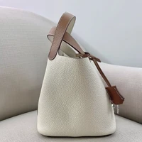 free shipping 2020 the new style fashion panelled genuine cow leather women handbag one shoulder bag crossbody bag 2 color 18cm