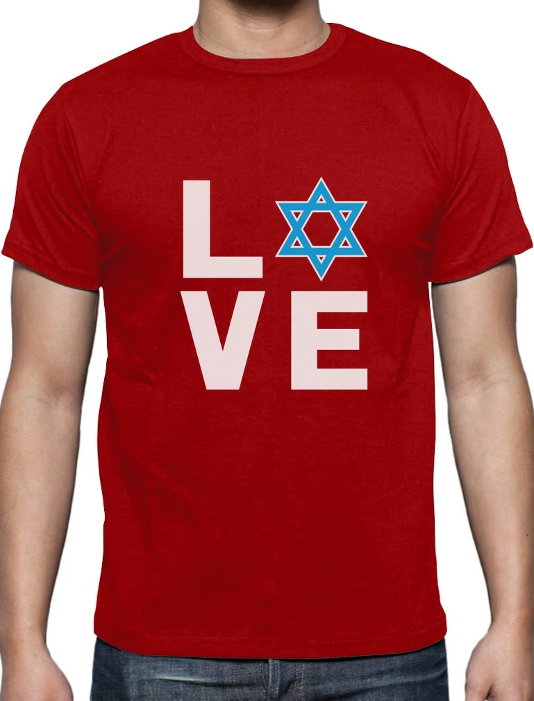 

I Love Israel. Star of David Patriotic Jewish Supporter T-Shirt. Summer Cotton Short Sleeve O-Neck Mens T Shirt New S-3XL