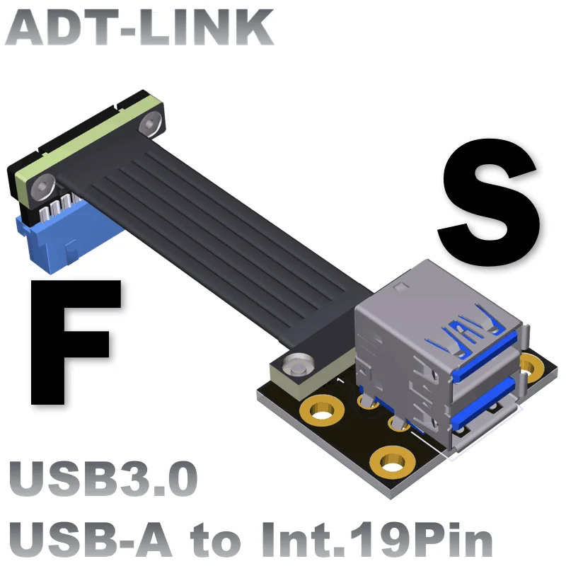 

Плоский Удлинительный кабель ADT USB3.0, двойной тип A, интерфейс для внутренней установки 19/20P, USB 3,0, адаптер для передачи данных с отверстием для...