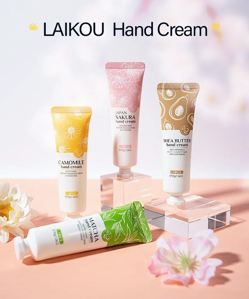 

Deep Moisturizing Refreshing Hand Cream Sakura Matcha Shea Butter Chamomile Gentle Soften Keratin Improve Dry Body Lotion