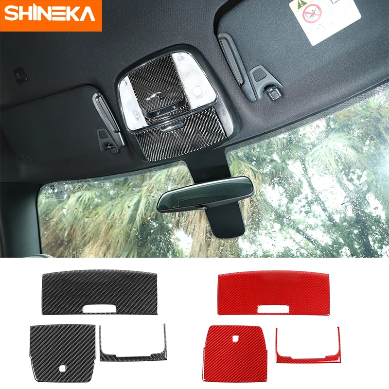 

SHINEKA Interior Mouldings for Dodge Charger Real Carbon Fiber Front Reading Light Trim Decor Cover for Dodge Charger 2015-2019