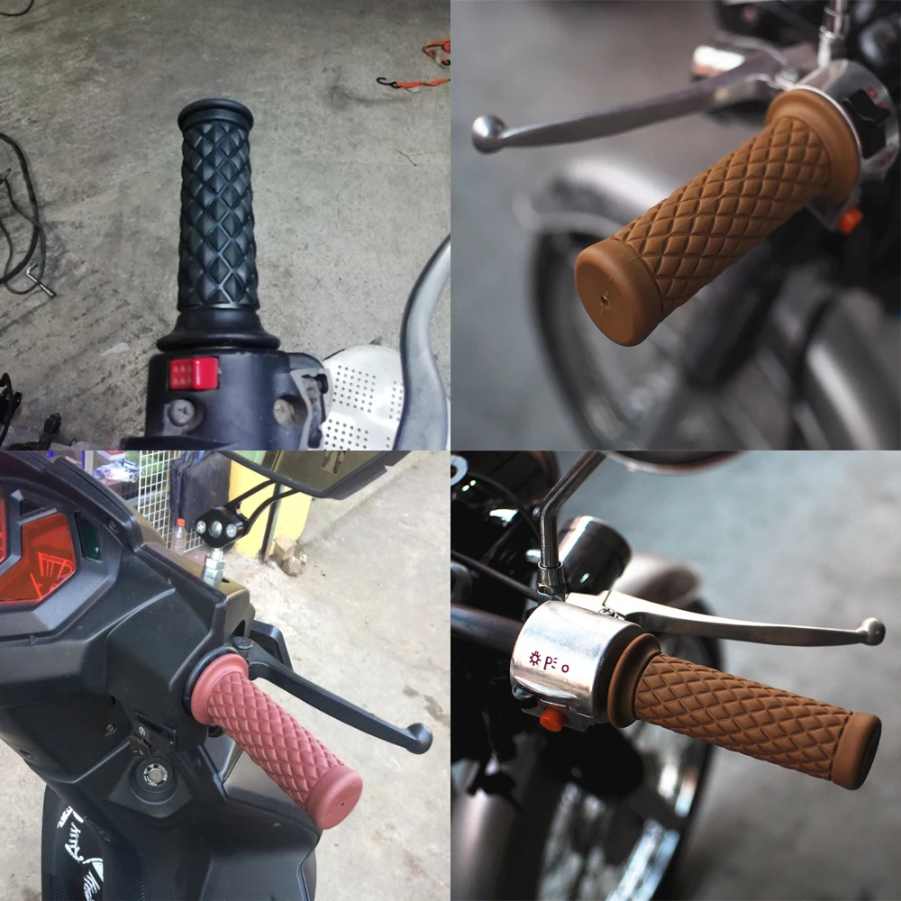 Универсальные винтажные резиновые мотоциклетные ручки для Кафе racer moto 5 цветов в