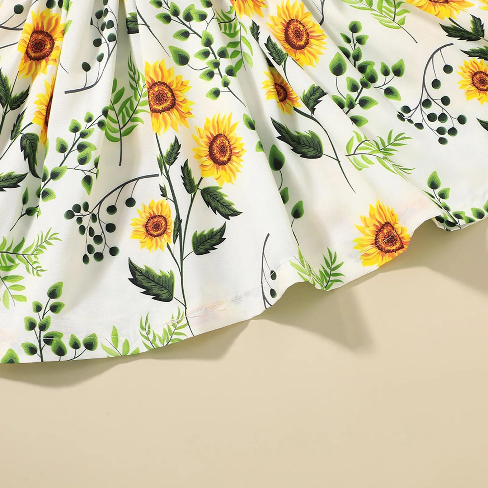 

Casual Girls Summer Dress Floral Print Bow Ribbed Children `S Dress Fly Sleeve Baby Girl Clothes 1-5 Years Dresses For Girls