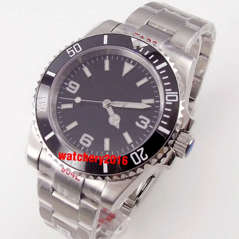 

Bliger 40mm Black Men's Automatic Watch Japan NH3A PT5000 Movement Sapphire Glass 904L Steel Oyster Bracelet Glide Lock