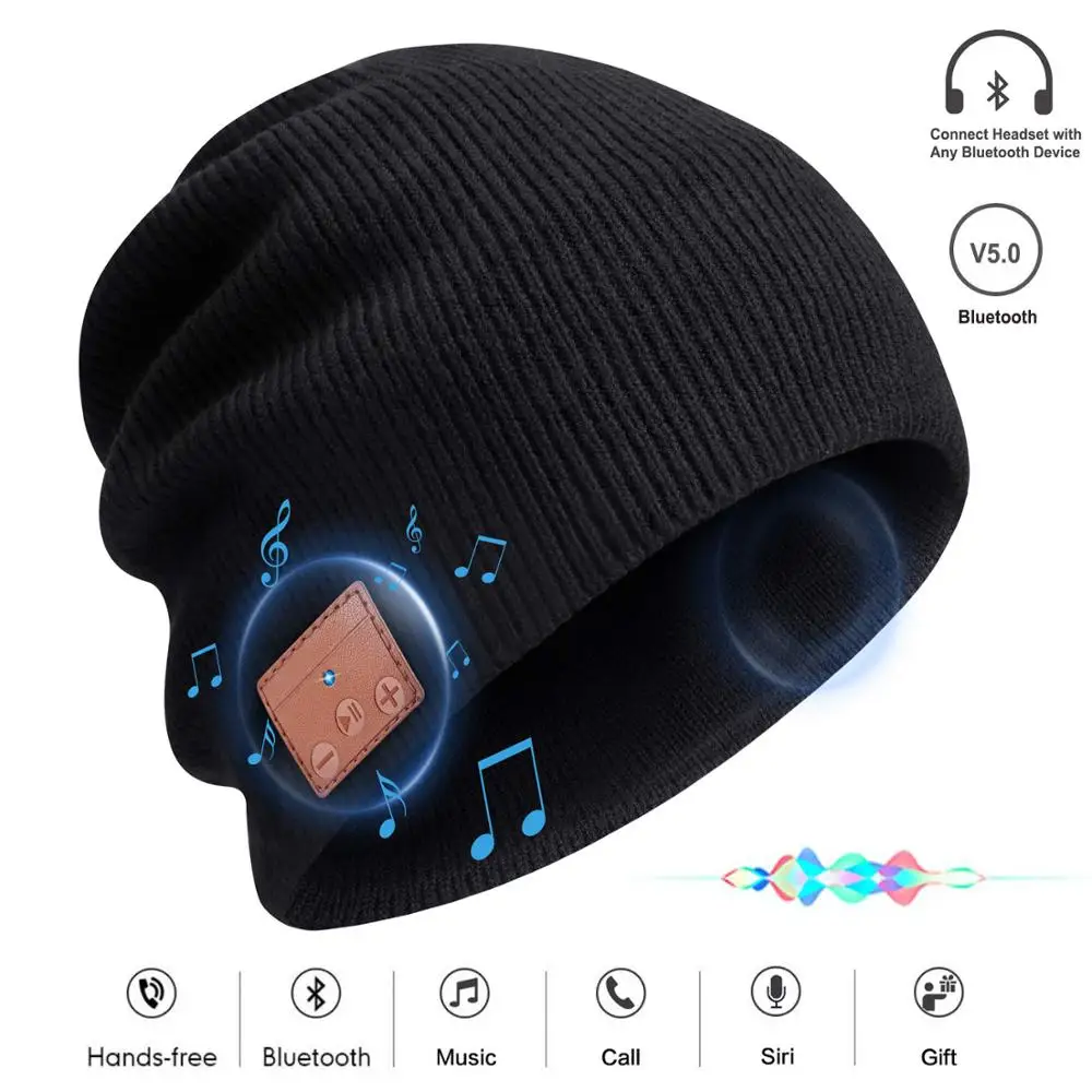 Беспроводной с наушниками, Bluetooth бини шапка, Кепки со съемной Bluetooth гарнитура наушники Динамик Mic Спорт на открытом воздухе шляпа лучшие подарки - Цвет: 7-BT-hat-bla