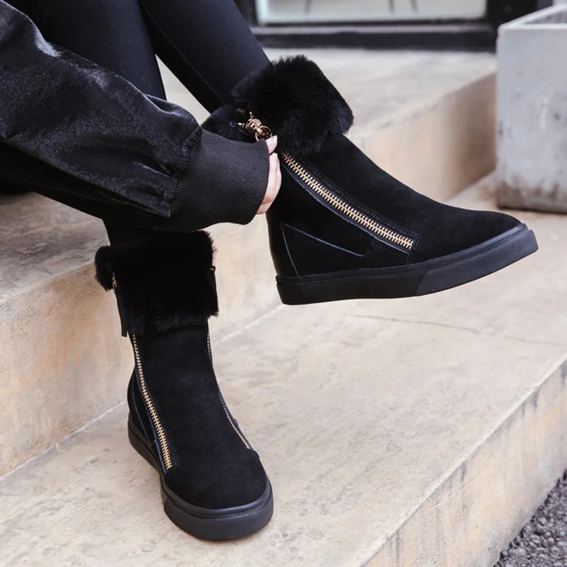 Сапоги SWYIVY из натуральной кожи на танкетке с застежкой-молнией женские модные