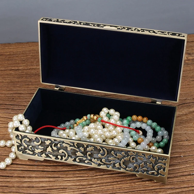 

Vintage Metal Jewelry Box Trinket Jewelry Storage for Rings Earrings Medium