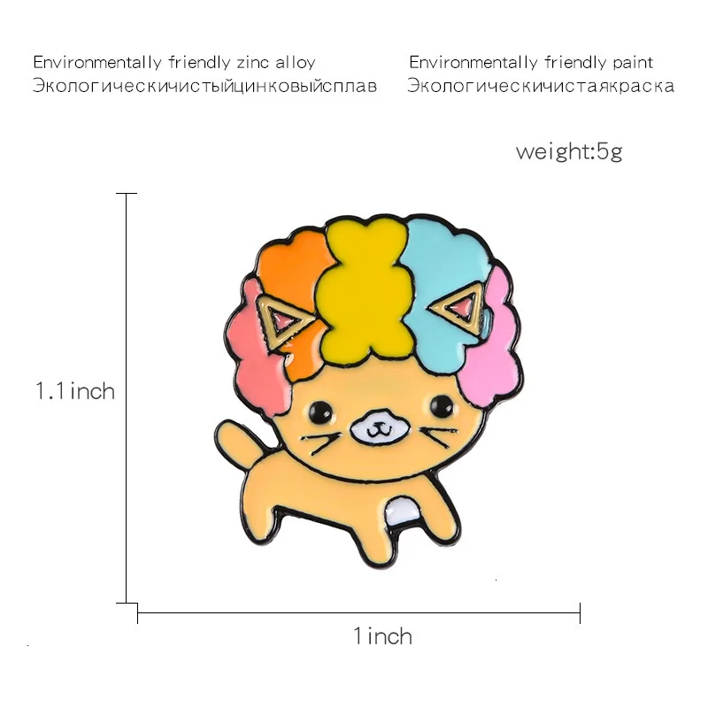 Cartoon Animal Lovely Puppy Rainbow Hair Triangle Brooch wholesale Badge Alloy Metal Enamel Pin Jewelry accessories | Дом и сад