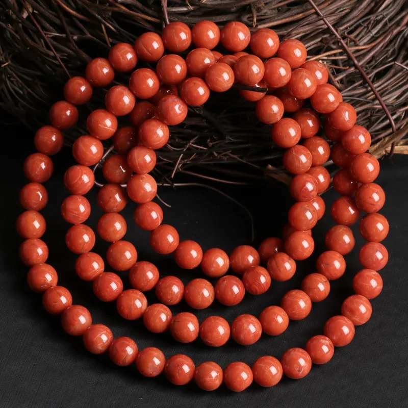 

Natural Sichuan Liangshan Persimmon Red South Red Agate More Circle Bracelet 108 A Beads Men And Women More Circle Hand String