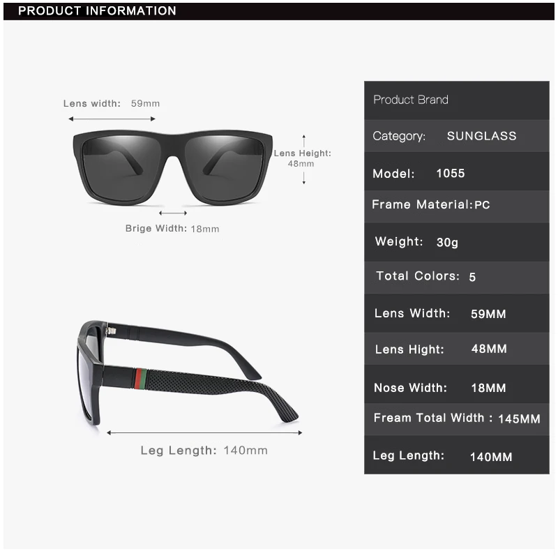Polaroid Sunglasses Unisex Square Vintage Sun Glasses Famous Brand Sunglases Polarized Oculos Feminino for Women Men | Аксессуары для