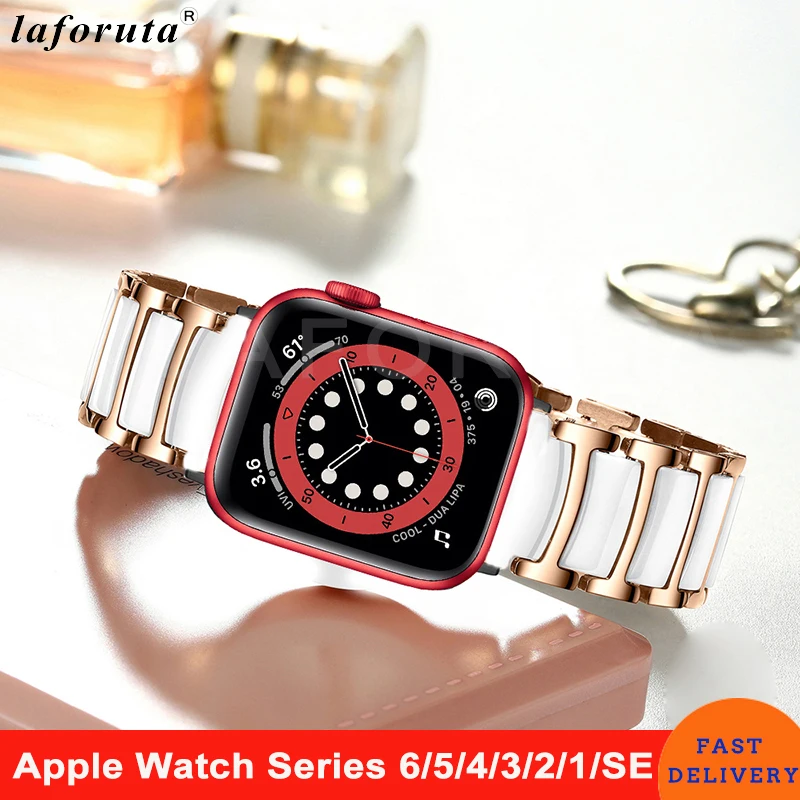 

for apple watch 6 band 44mm se strap series 5 40mm luxury Ceramics Stainless Steel Business Bracelet for iwatch 3 42mm 38mm new