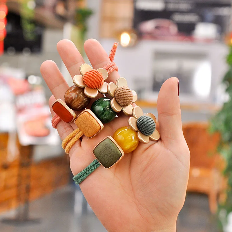 Резинки для волос в Корейском стиле винтажная простая квадратная резинка кольцо