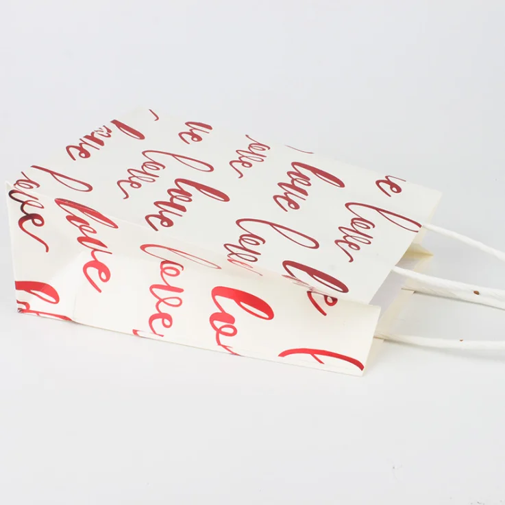 

24pcs LOVE Valentine's Day Gift Bags Wedding Hot Stamping Paper Bag With Handle Jewelry Baking Packaging Bag