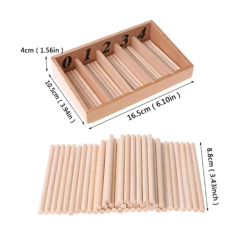 

Montessori Wooden Spindle Box 45 Spindles Mathematics Counting Educational Toy
