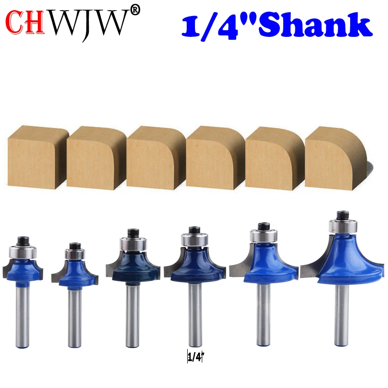 CHWJW 1/4 &quotугловая круглая сверкающая фреза с подшипником для деревообработки