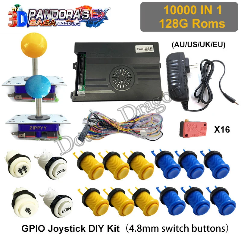 

3D Pandora Saga коробка EX 10000 в 1 Wi-Fi DIY Kit с джойстик Sanwa и кнопки аркадная игра шкаф с обучающим руководством 2 игроков