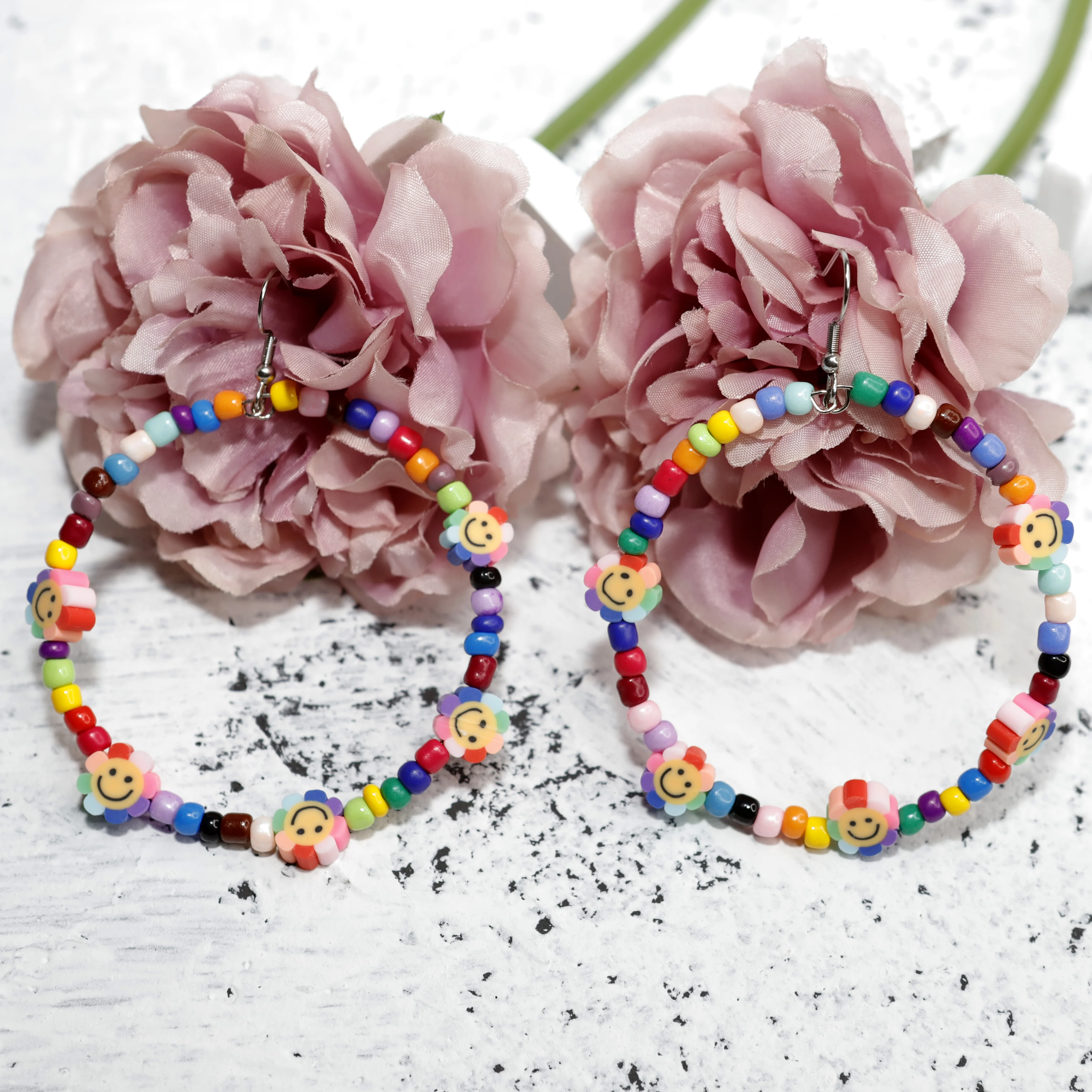 

RYYRKK Color Flower Earring Polymer Clay Handmad Stainless Steel Fashion Modern Gifts Jewelry Earrings Friendship Jewellery Bulk