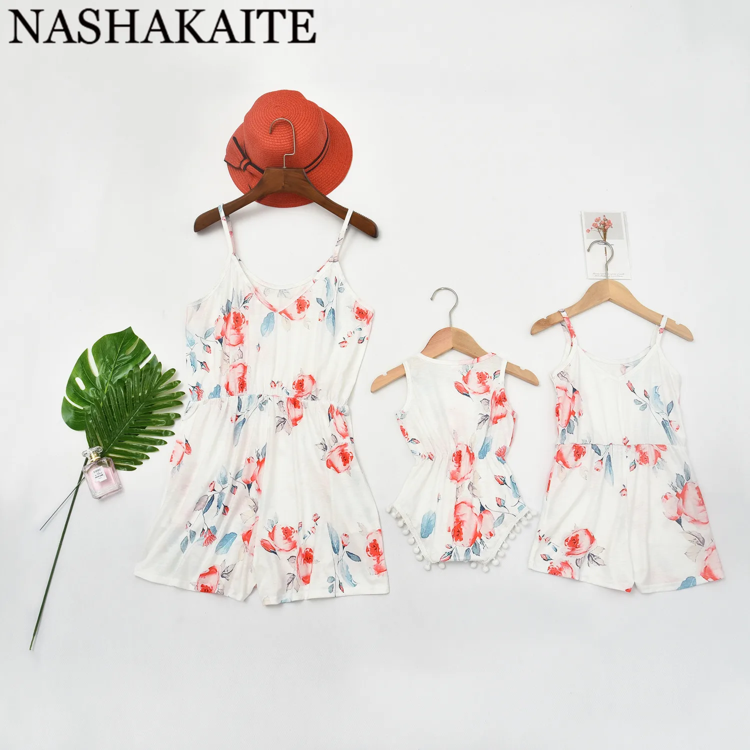 NASHAKAITE/Одежда для мамы и дочки; Комбинезоны на бретельках с принтом; Детский комбинезон; пляжные вечерние комбинезоны; одежда для мамы и меня