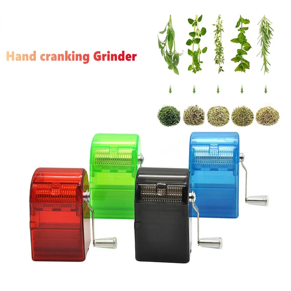 

Mini Hand Cranking Tobacco Grinder Plastic Cigarette Cutter Portable Herbal Spices Smoke Crusher for Grinding Weed Accessories