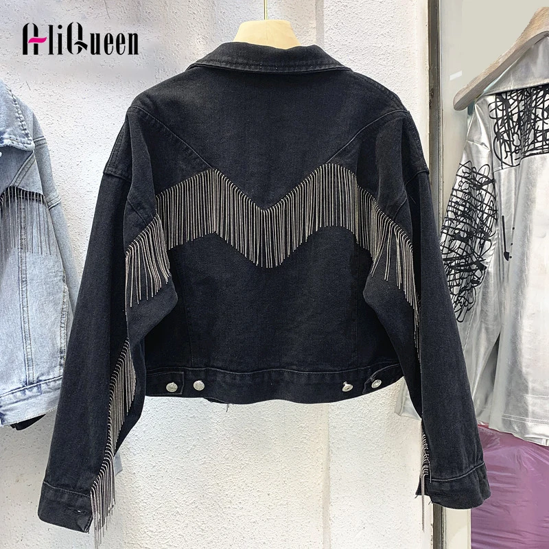 Chaquetas Mujer 2020 Весна уличная джинсовая куртка для женщин рукав летучая мышь тассель