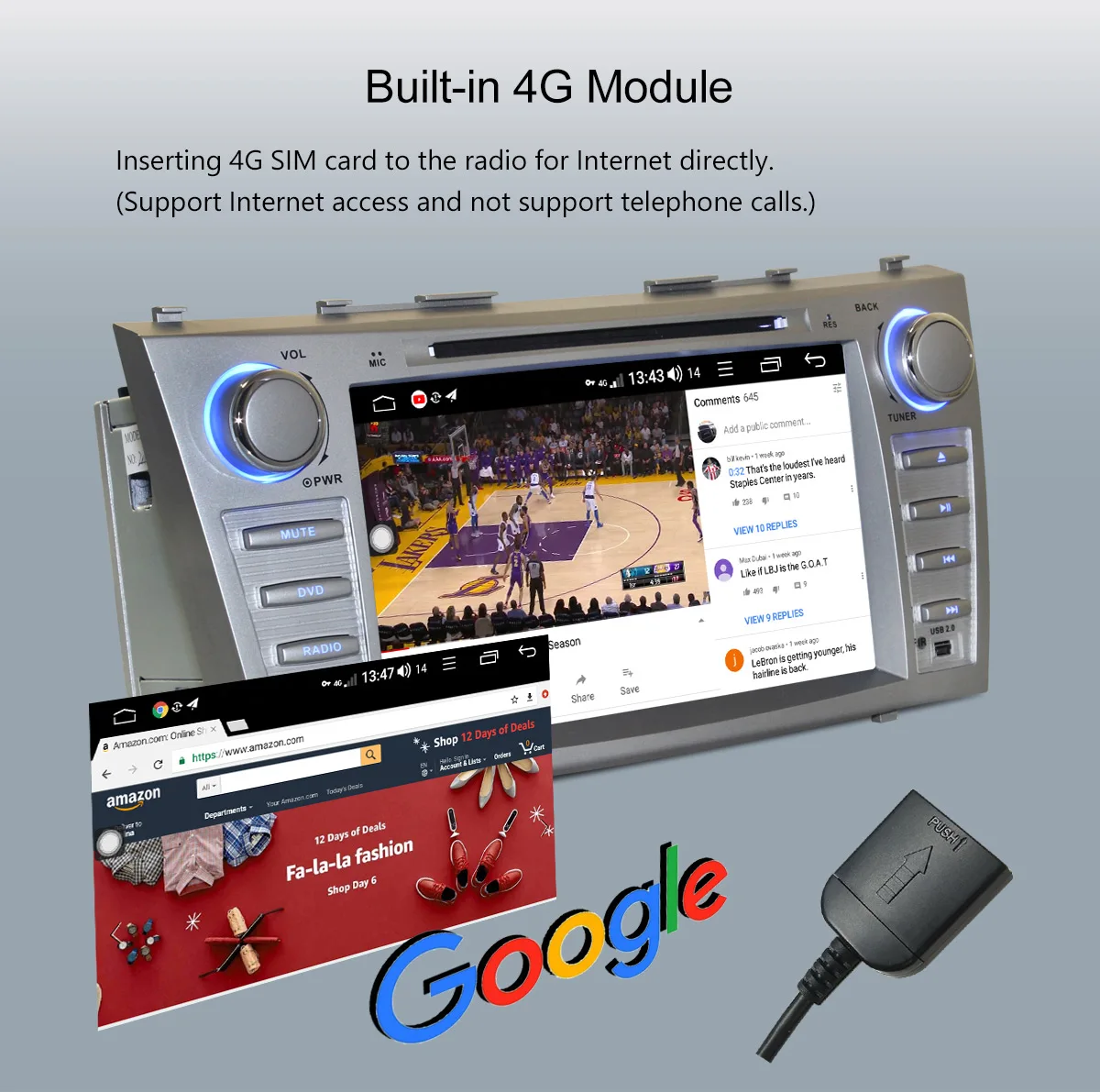 " двойной 2Din Android автомобильный Радио Стерео gps навигация для Toyota Camry 2007-2011 головное устройство Встроенный 4G модем мультимедийный плеер