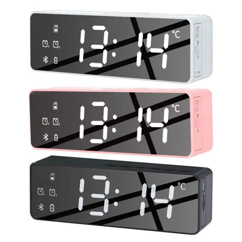 

Wireless Speaker FM Radio Sound Box Desktop Alarm Clock Music Player TF Card Bass Speaker Multi-function Desk Clocks Night Light