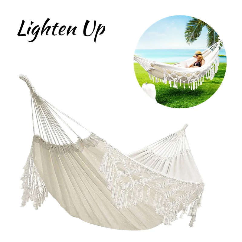 

Hammock Swing with Tassels HANGing Bed for Trees Hammocks Canvas Tassel Sleeping Outdoor Backyard Swing Beds for Home Garden