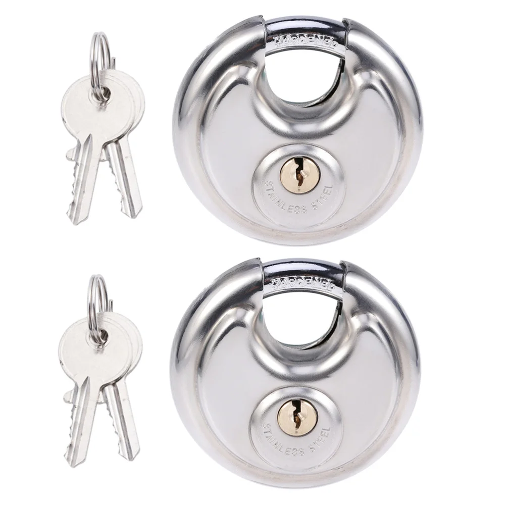 

2 Sets Stainless Steel Discus Lock Anti-theft Padlock for Sheds Garages Fence
