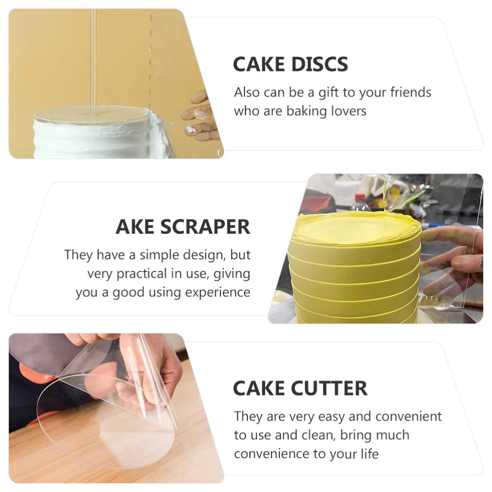 

1 Set 11Pcs Round Cake Discs Cake Scrapers Cake Decorating Tools (Transparent)