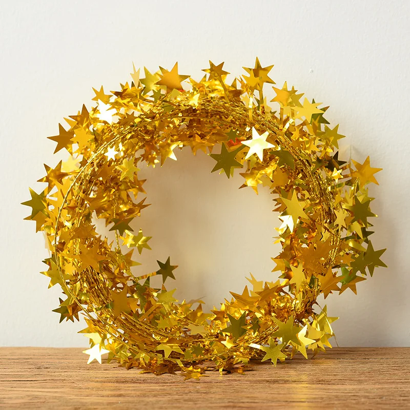 

7,5 метров, железная проволока, пайетки, звезда, гирлянда, рождественские украшения, пятиконечная звезда, брелок, украшения