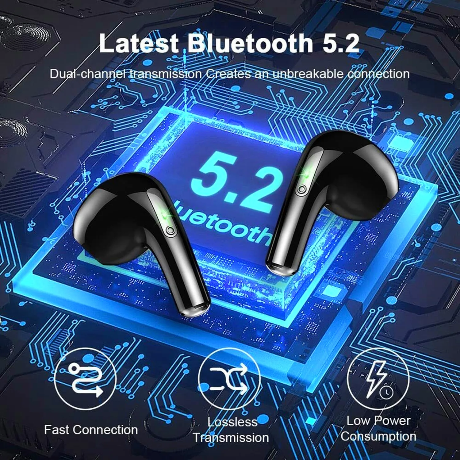 The New Smart Wireless 5.2 Bluetooth In-Ear Headphones, ANC+ENC Noise Reduction, Waterproof, USB-C Fast Charging, Suitable For S enlarge