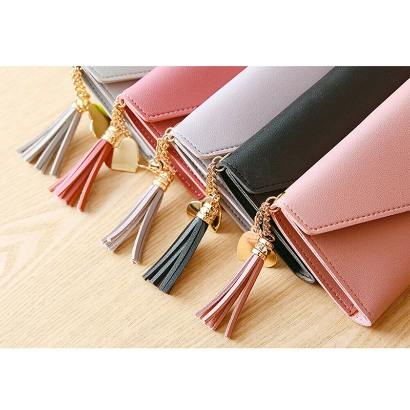 

Long Women's Wallet Female Purses Tassel Coin Purse Card Holder Wallets Female Pu Leather Clutch Money Bag Pu Leather Wallet