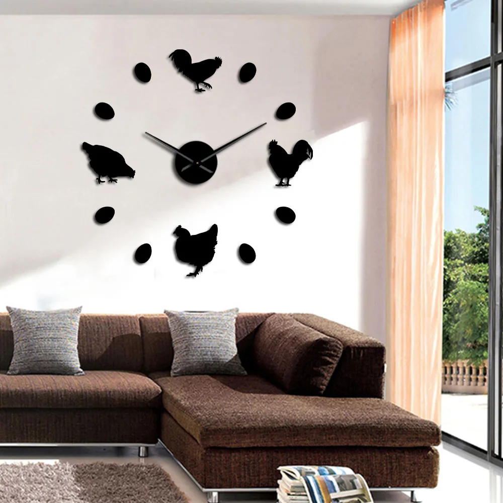 Ферма курица и свежие яйца фермы DIY большие настенные часы сельский дом