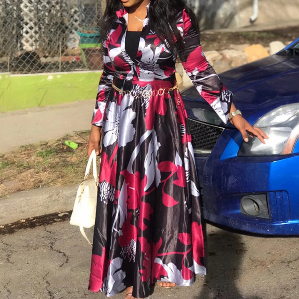 Женское винтажное платье с длинным рукавом элегантное офисное макси размера