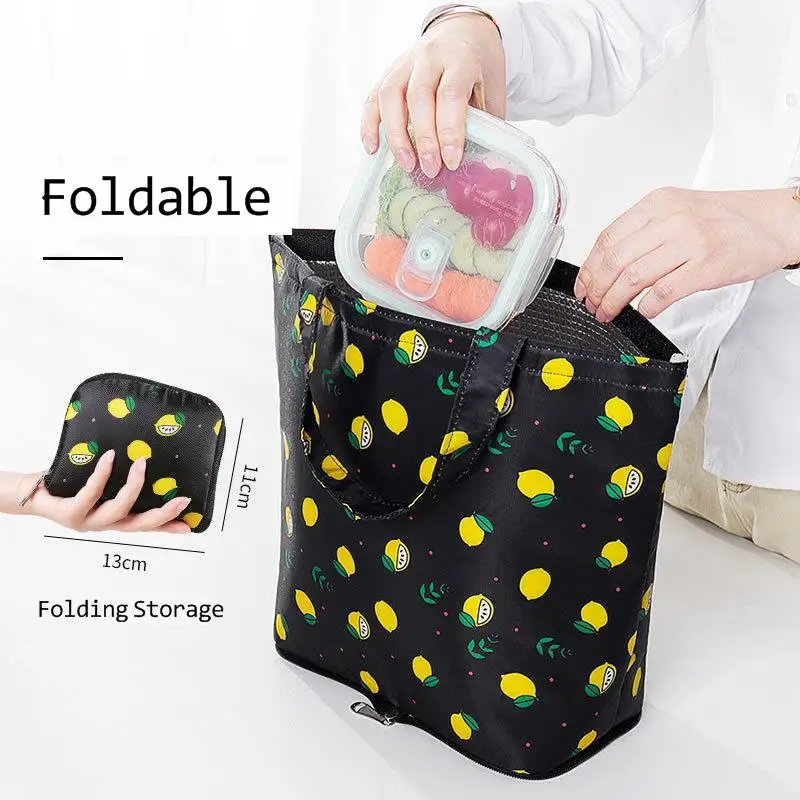

Foldable Lunch Bags New Creative Lunch Bag For Women Thermal Insulation Picnic Bag Student Waterproof Bento Handbag