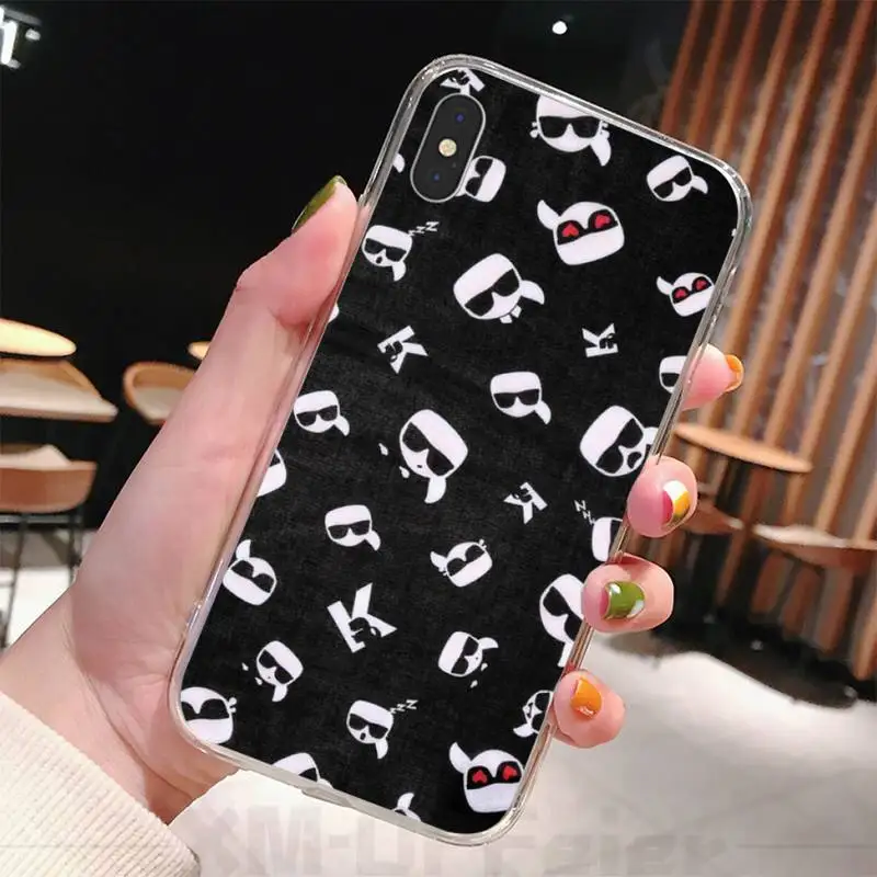 

Luxury Brand Lagerfeldly KARLS Phone Case Transparent For Iphone 12 11 Pro Max Xr X Mini 7 8 PLUS Coque Cover
