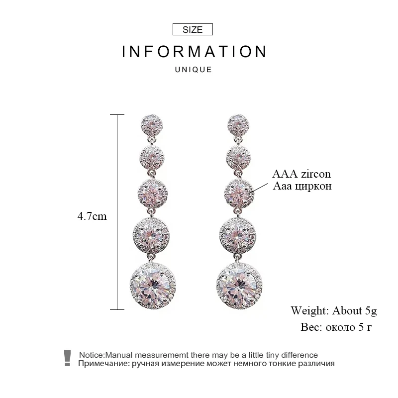 

UILZ White Round Zircon Drop-shaped Women's Dangle Earrings Romantic Bride Wedding Jewelry Fashion 2020 CEL753