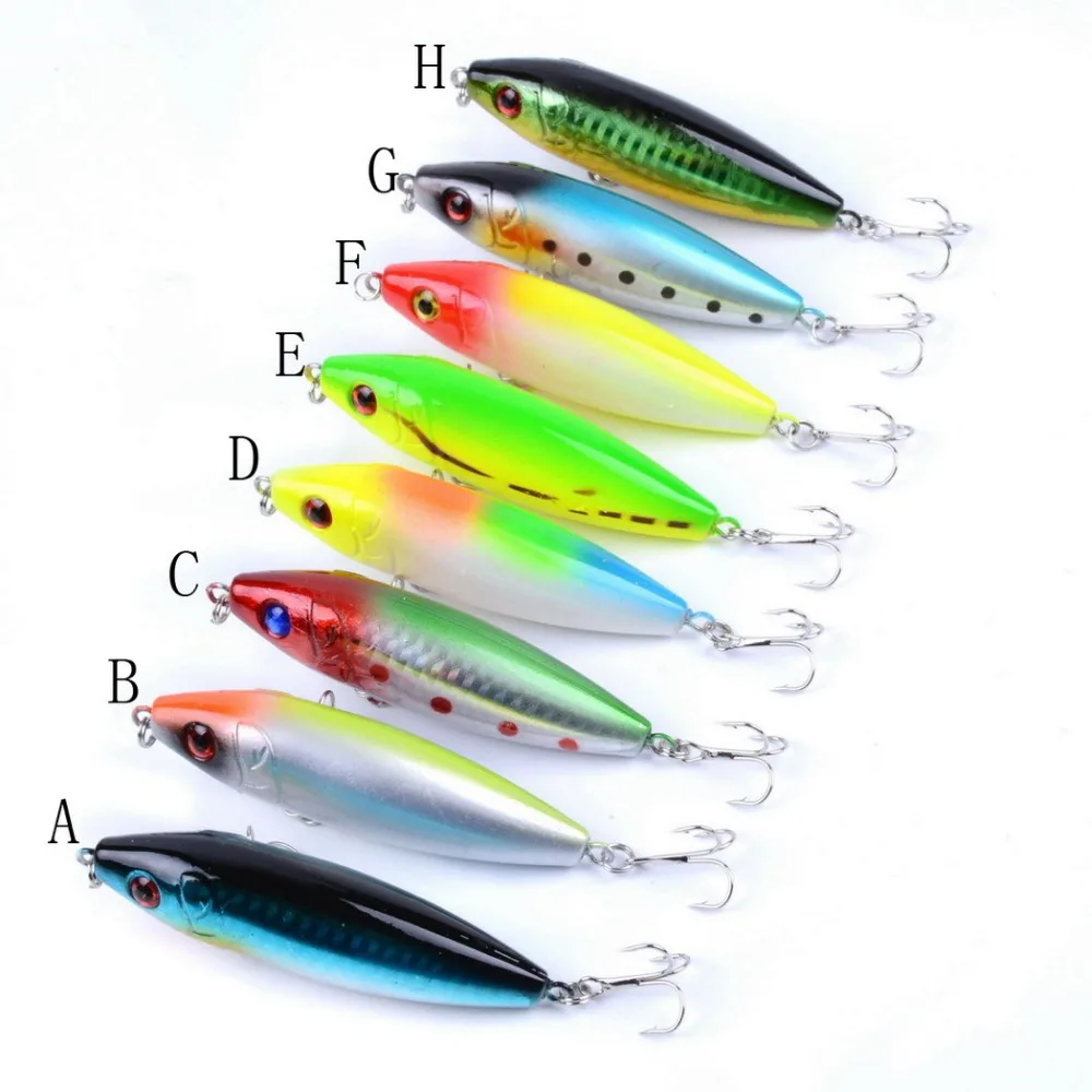 

1PCS 8cm 12g Pencil Winter Fishing Lure Topwater Popper Crankbaits wobbler Fishing Tackle Bait 3D Eyes Lures for Fishing